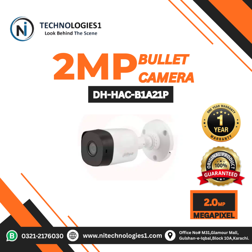 Dahua DH-HAC-B1A21P 2MP Analog Bullet CCTV Camera for Indoor and Outdoor Security