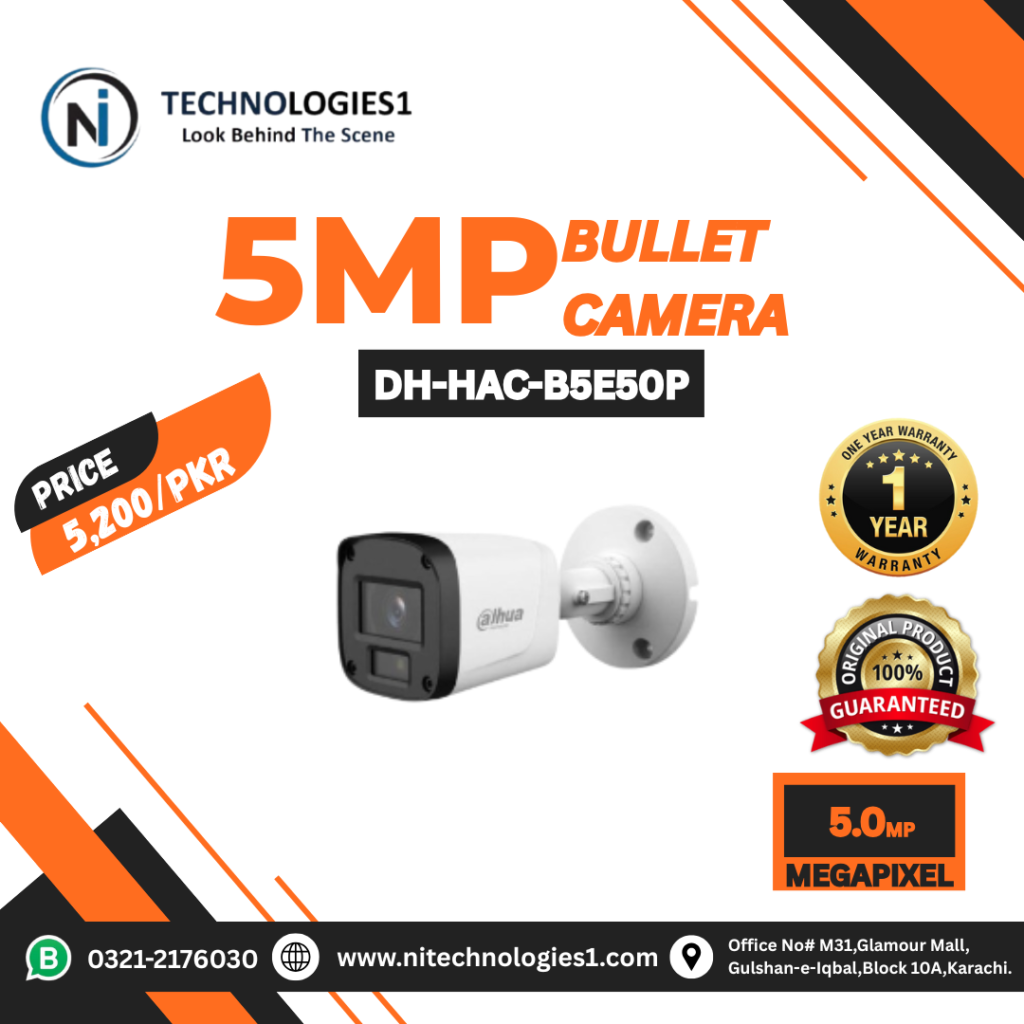 Dahua DH-HAC-B5E50P 5MP Analog Bullet CCTV Camera for Indoor and Outdoor Security